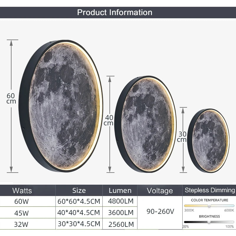 Lampe Murale Lune LED – Télécommande & Dimmable