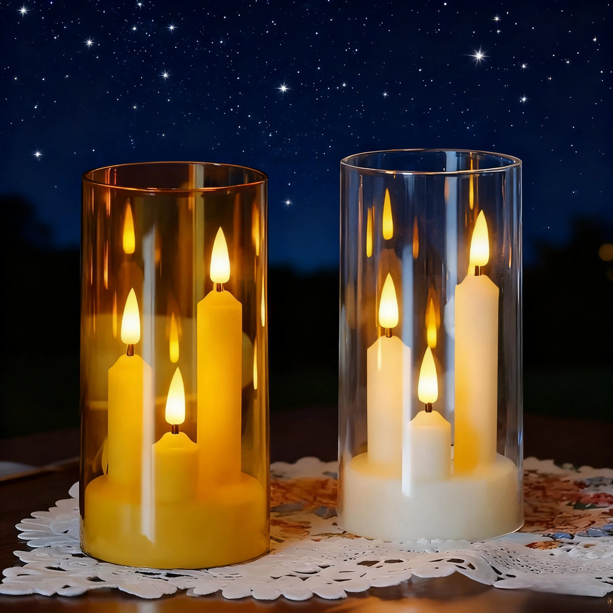 Bougies LED sans flamme avec abat-jour transparent