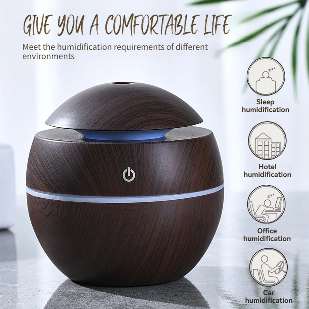 Desktop Mini Personal Ultrasonic Humidifier Aromatherapy with Colorful LED Night Light, Office, Bedroom, Dorm Room, USB Power