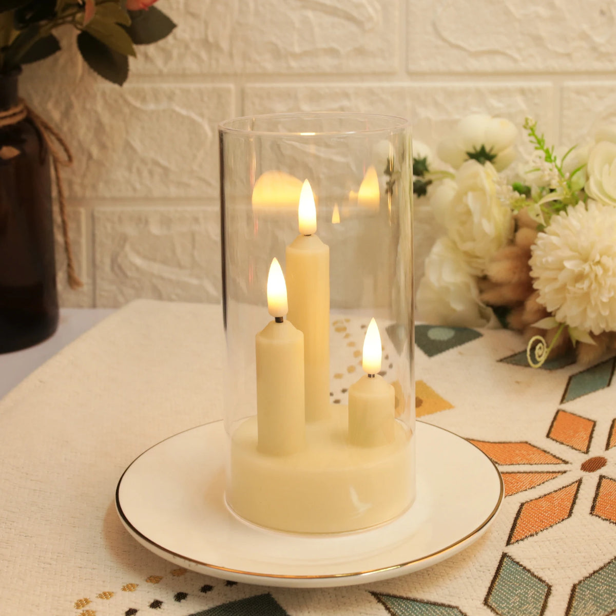 Bougies LED sans flamme avec abat-jour transparent