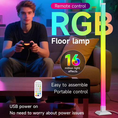 Lampadaire d'angle LED RGB – Ambiance lumineuse USB