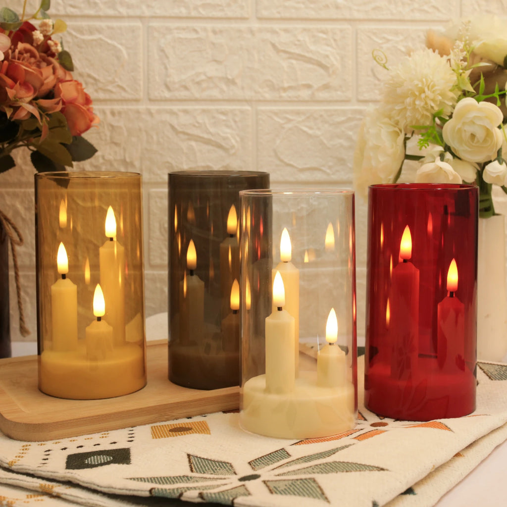Bougies LED sans flamme avec abat-jour transparent