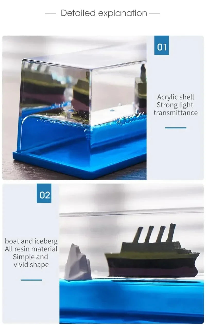 Bateau flottant dans une bouteille décorative