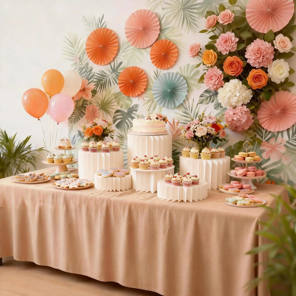 Lot de 5 présentoirs blancs pour buffet et décoration