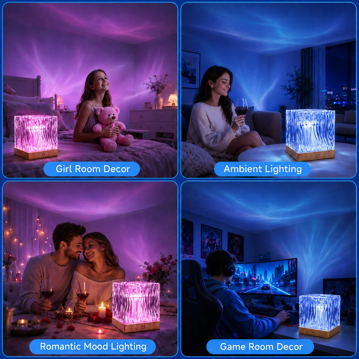 Projecteur Aurora & vagues – Lampe d'ambiance 16 couleurs