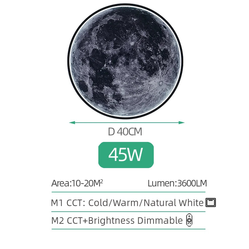 Lampe Murale Lune LED – Télécommande & Dimmable