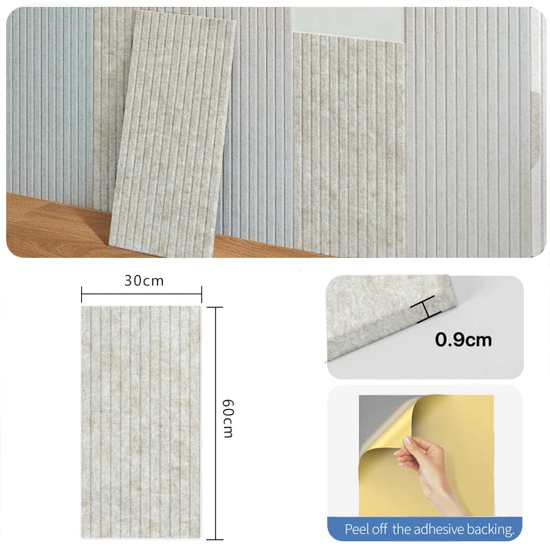 Lot de 6 panneaux muraux décoratifs et acoustiques – 60 × 30 cm