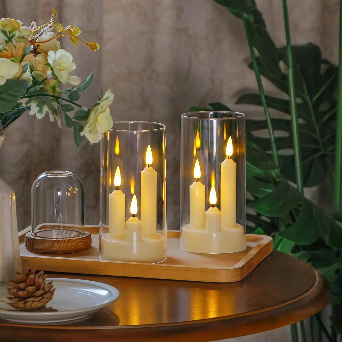 Bougies LED sans flamme avec abat-jour transparent
