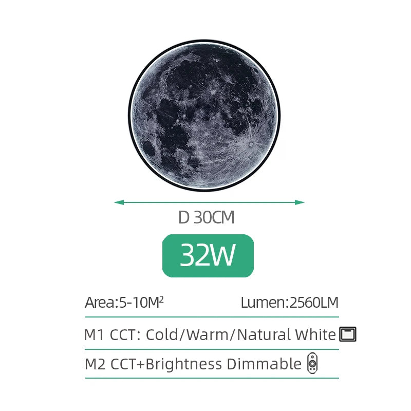 Lampe Murale Lune LED – Télécommande & Dimmable
