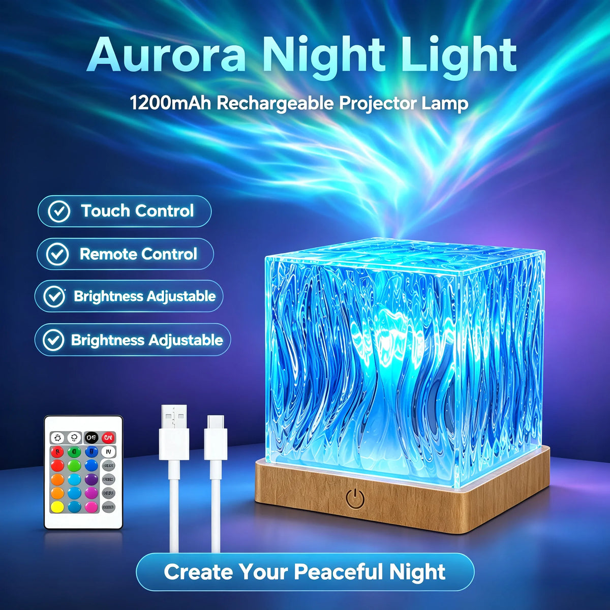 Projecteur Aurora & vagues – Lampe d'ambiance 16 couleurs