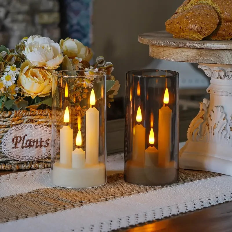Bougies LED sans flamme avec abat-jour transparent