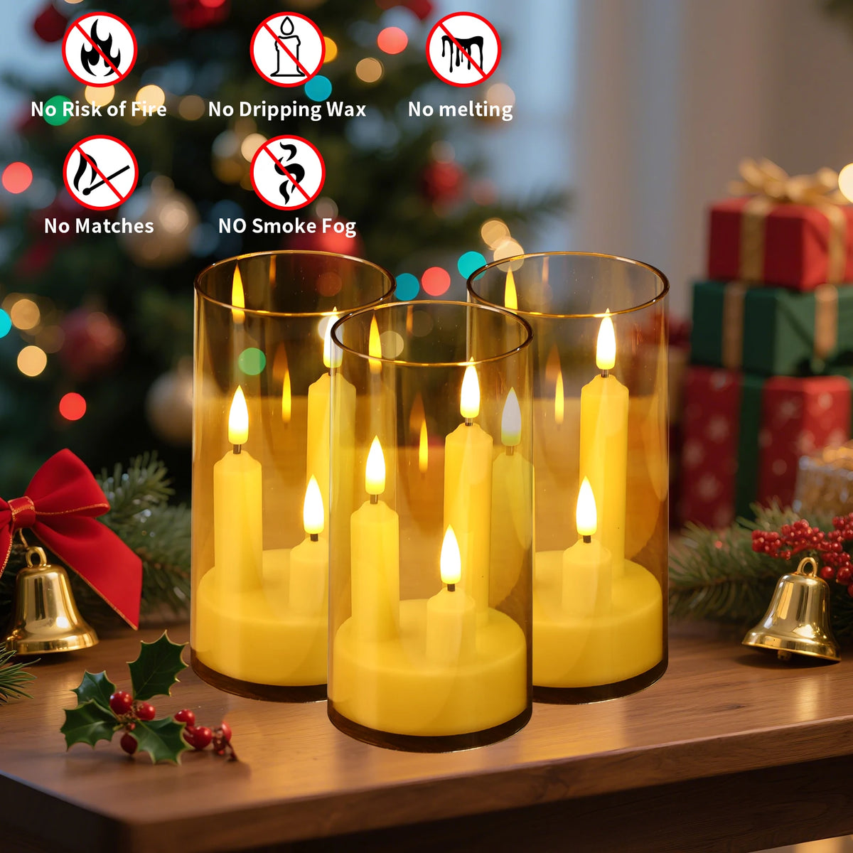 Bougies LED sans flamme avec abat-jour transparent