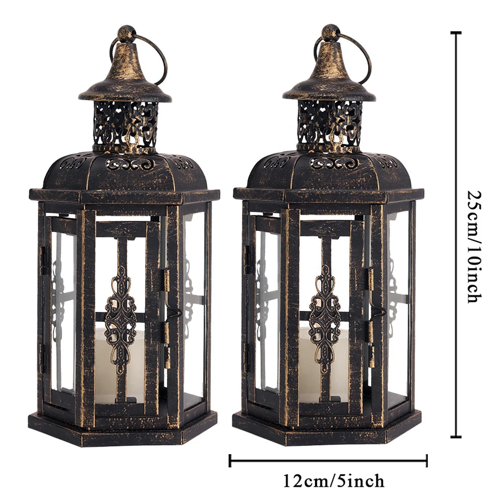 Lanterne Bougeoir Décorative en Métal et Verre – Blanc et Or