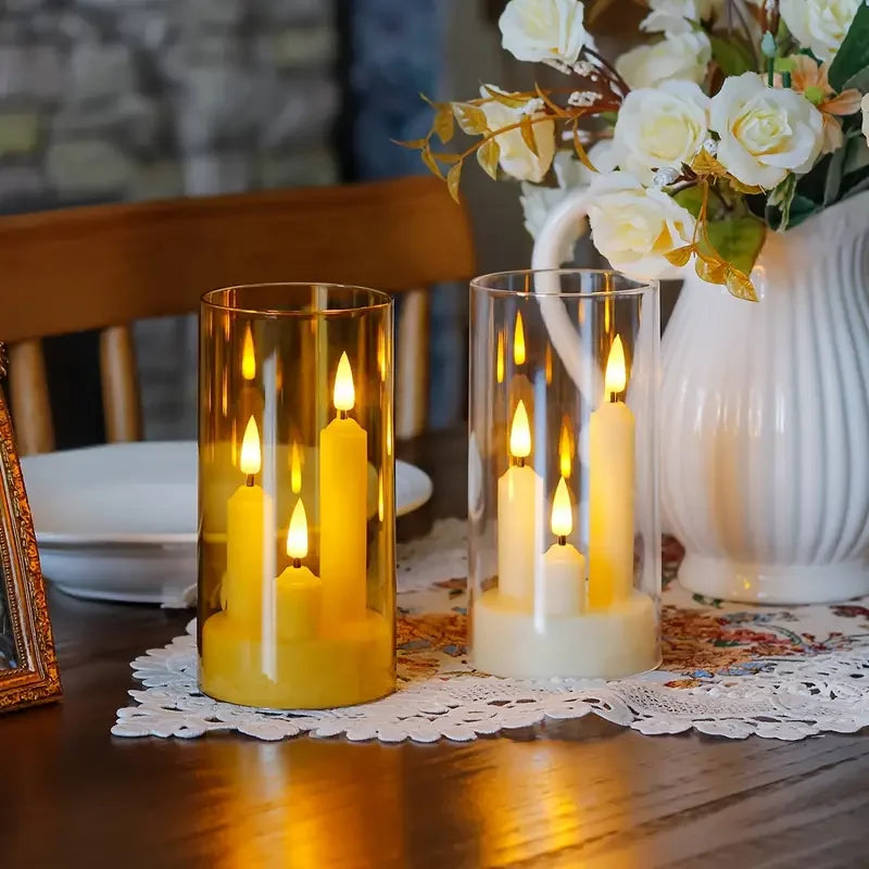 Bougies LED sans flamme avec abat-jour transparent