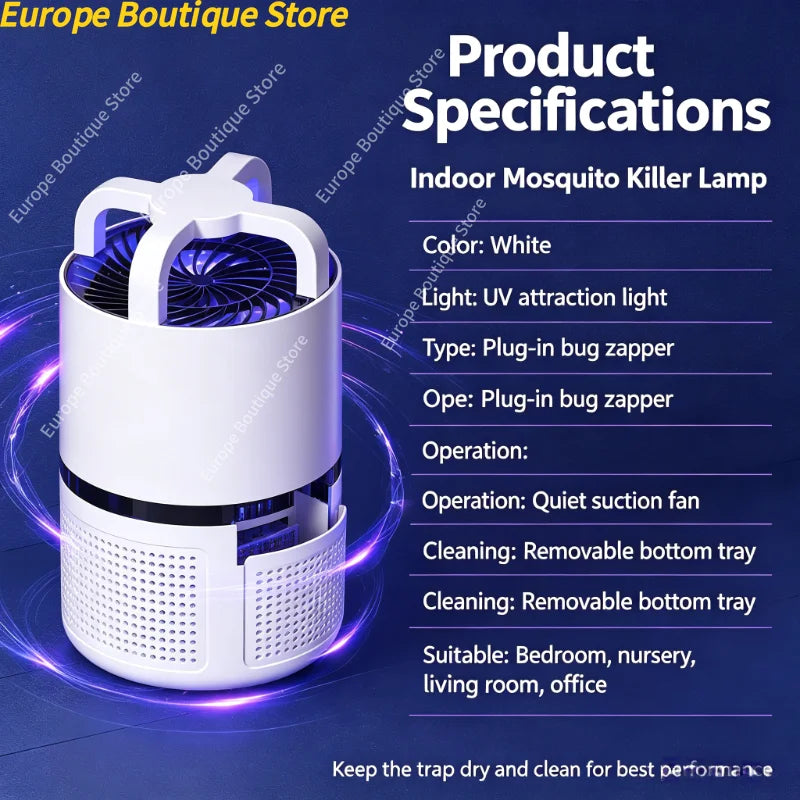 Silent Suction Mosquito Repellent Lamp Indoor Baby Safe Mosquito Killer Light Suitable for Bedroom Household Summer Use