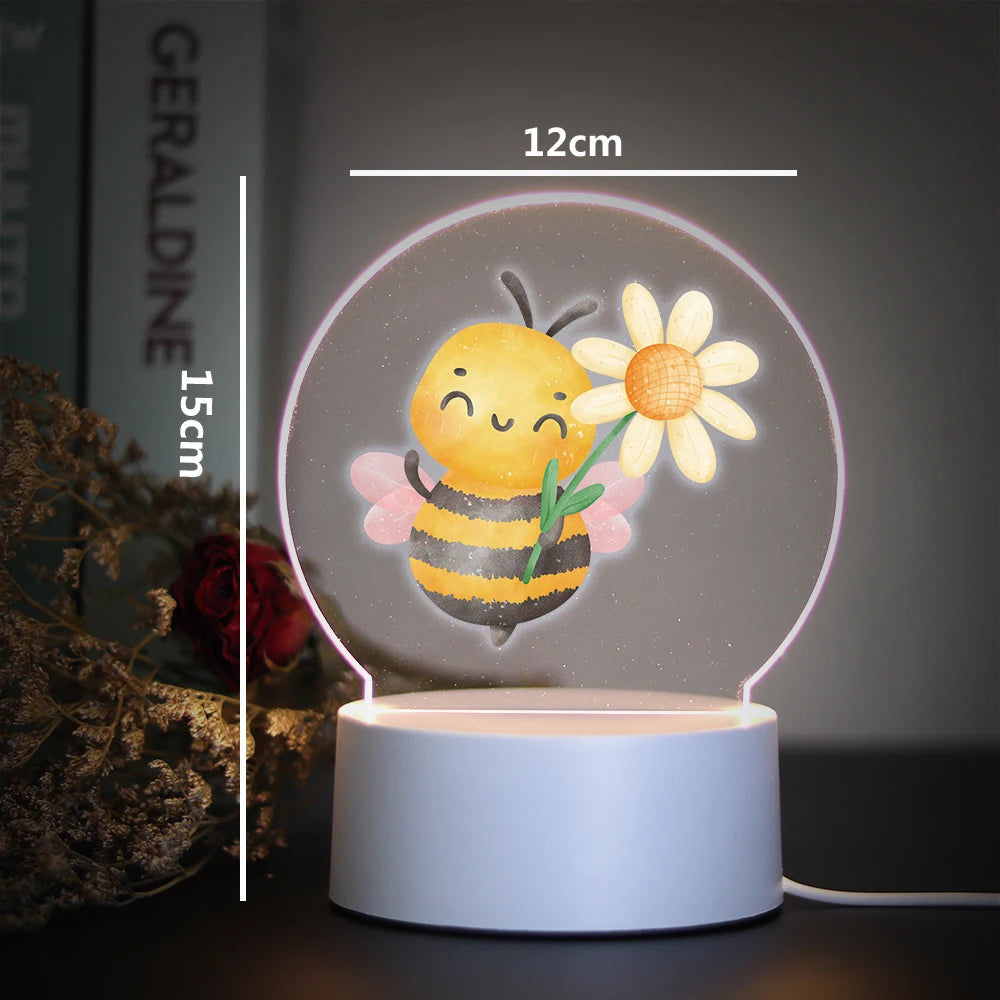 Veilleuse LED 3D décorative – Motifs et socles au choix