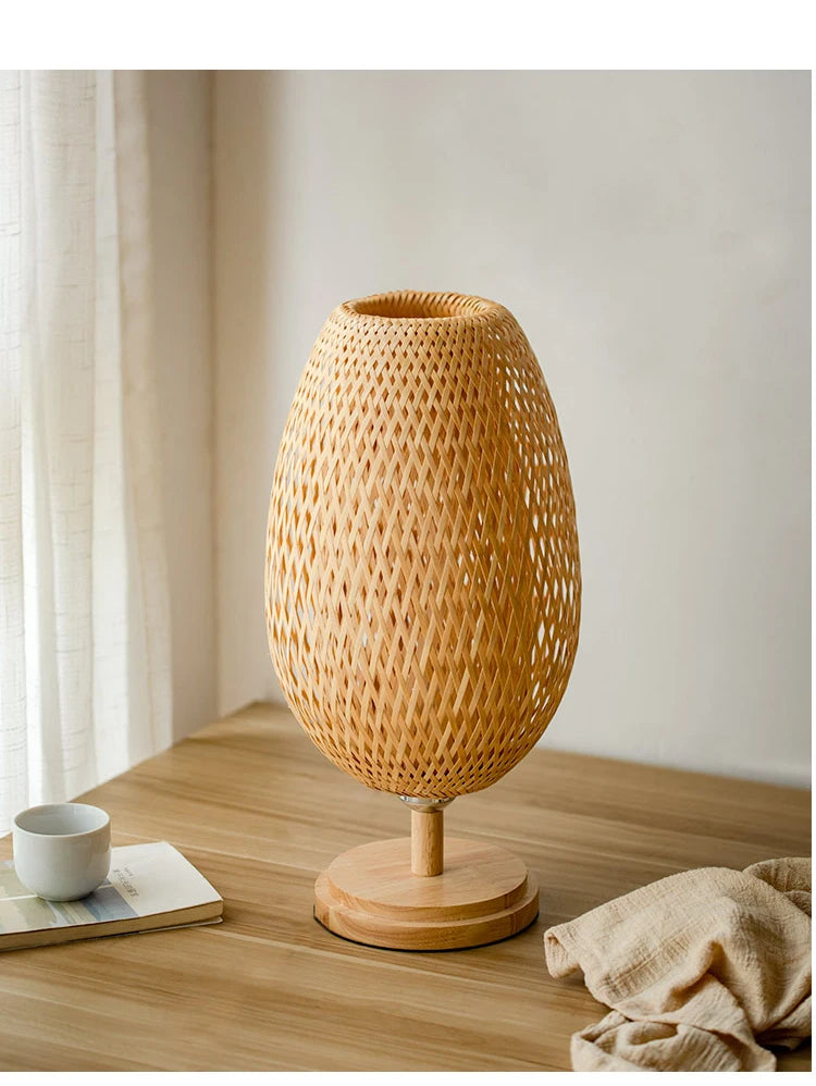 Bamboe Handwerk Weven Slaapkamer Studie Nachtkastje Lamp Bar Tafel Woonkamer Decoratie Warme Bamboe Lamp