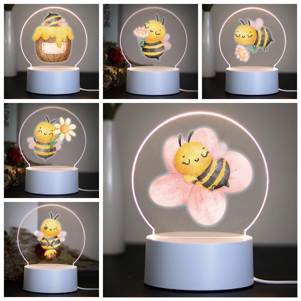 Veilleuse LED 3D décorative – Motifs et socles au choix
