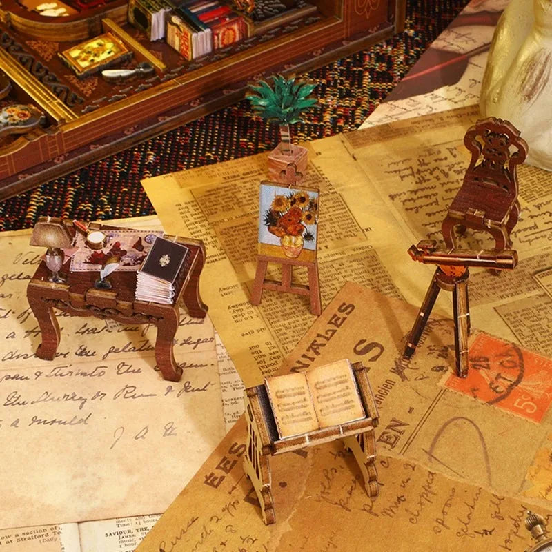 Maison miniature à assembler – Décoration pour bibliothèque