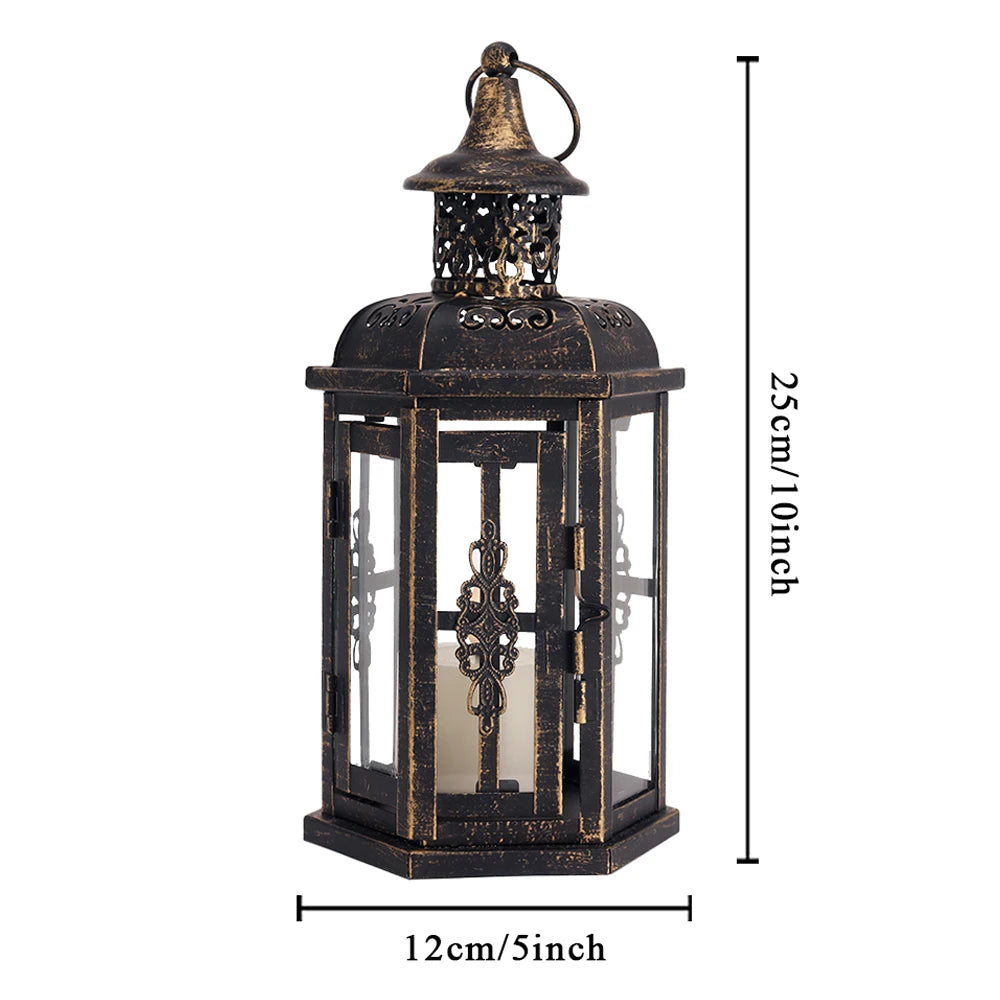 Lanterne Bougeoir Décorative en Métal et Verre – Blanc et Or