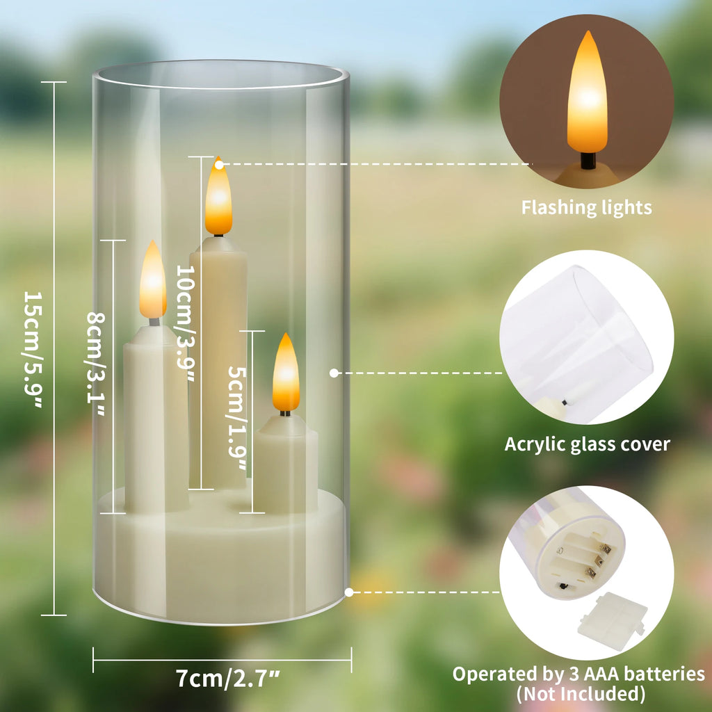 Bougies LED sans flamme avec abat-jour transparent