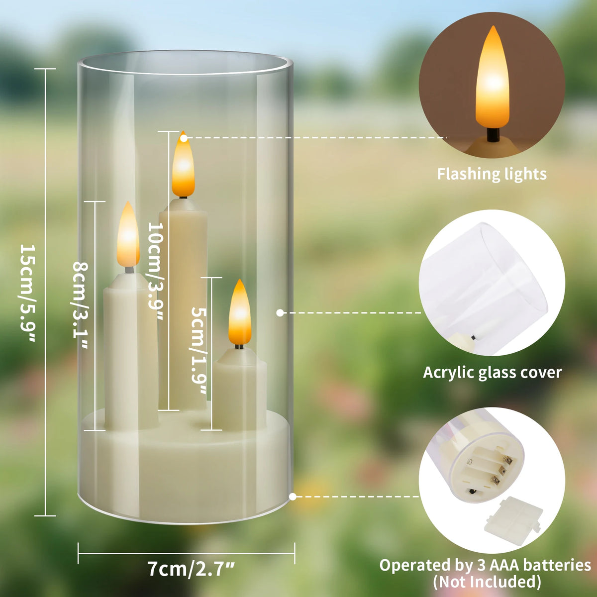 Bougies LED sans flamme avec abat-jour transparent