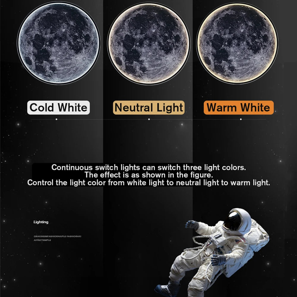 Lampe Murale Lune LED – Télécommande & Dimmable