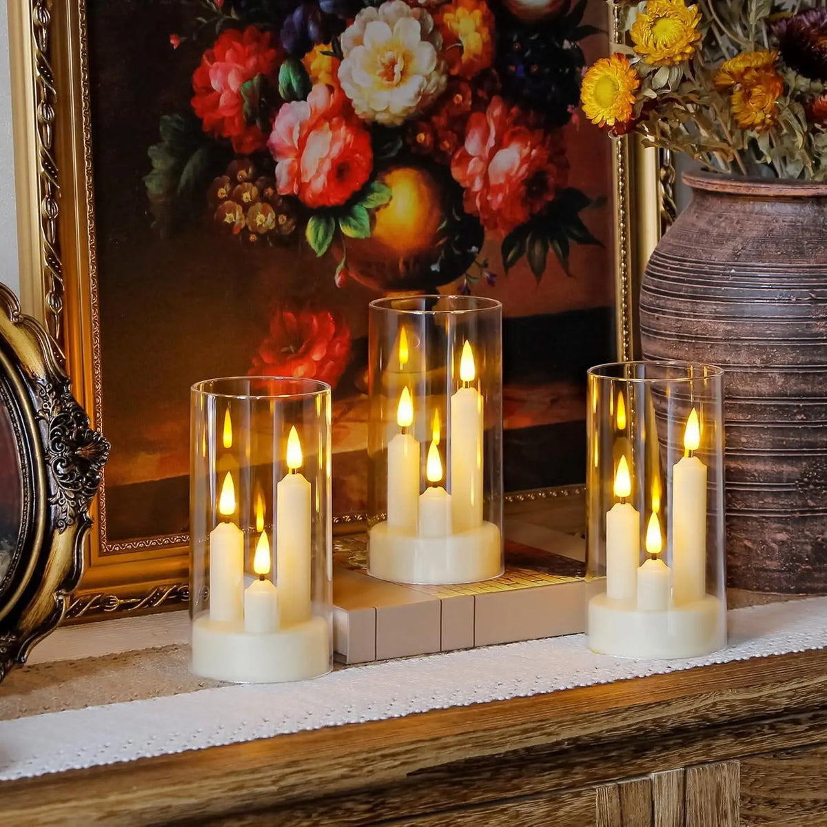 Bougies LED sans flamme avec abat-jour transparent