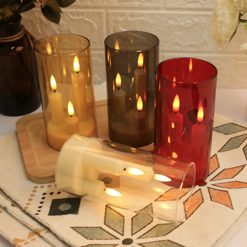 Bougies LED sans flamme avec abat-jour transparent