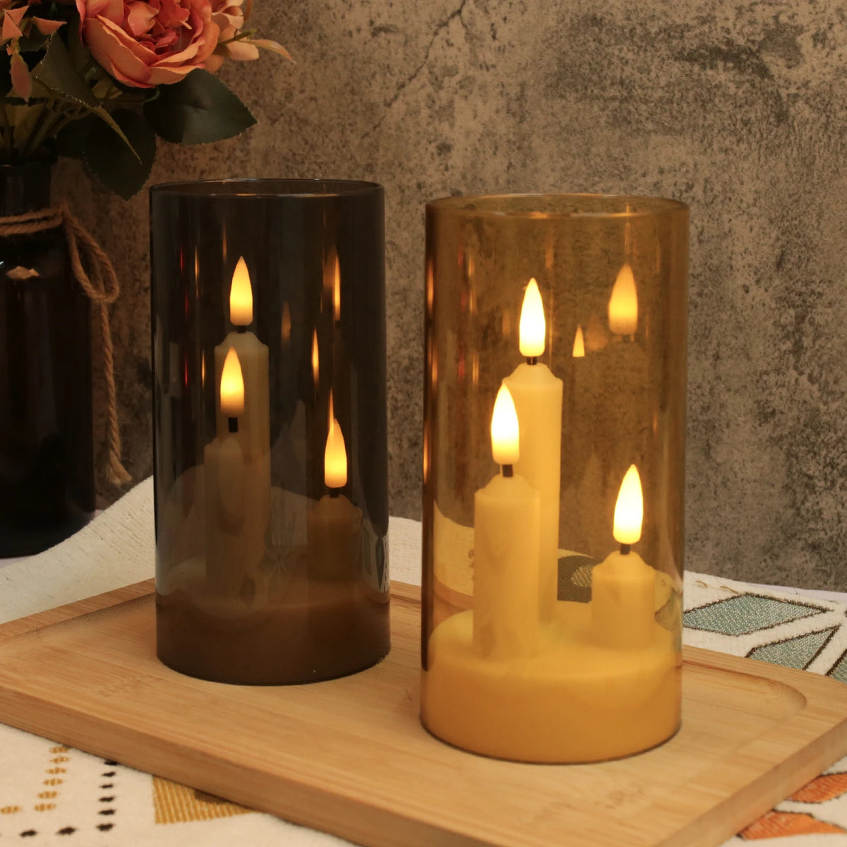 Bougies LED sans flamme avec abat-jour transparent