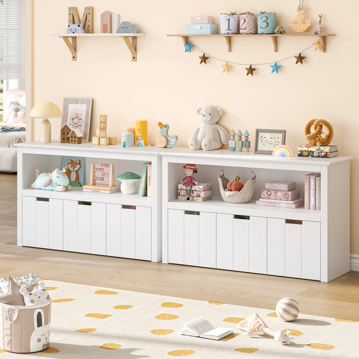 Meuble de rangement pour jouets avec roulettes – 3 tiroirs, 102x33x62 cm