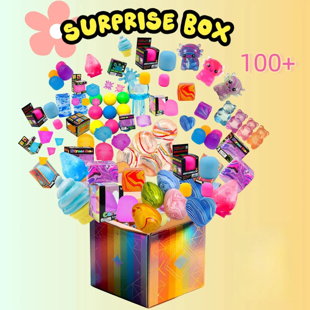 Boîte Surprise 100+ Figurines Squishy – Jouets Anti-Stress Mystère